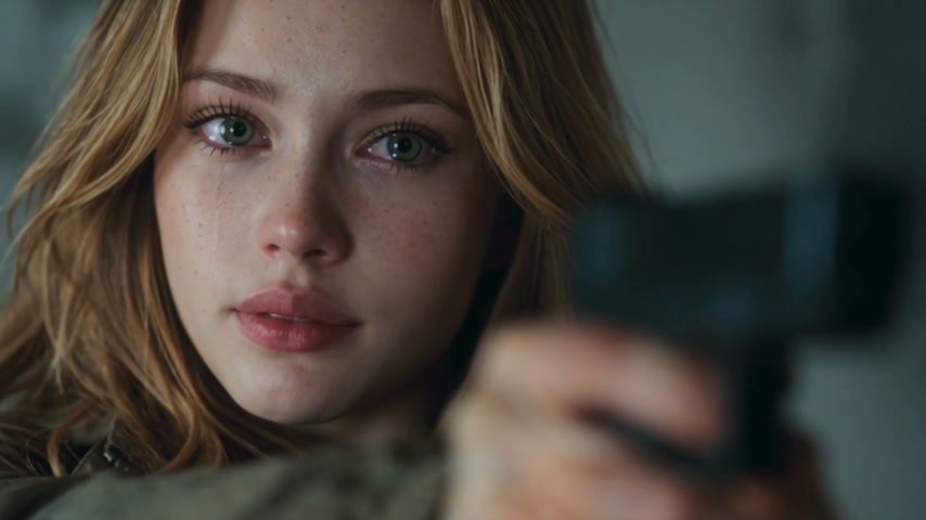 Example frame: a tearful companion in a cold room